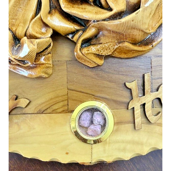 Holy Family Gypsum Olive Wood Hand-Carved Wall Plaque Bethlehem Holy Land Arts - Picture 6 of 10